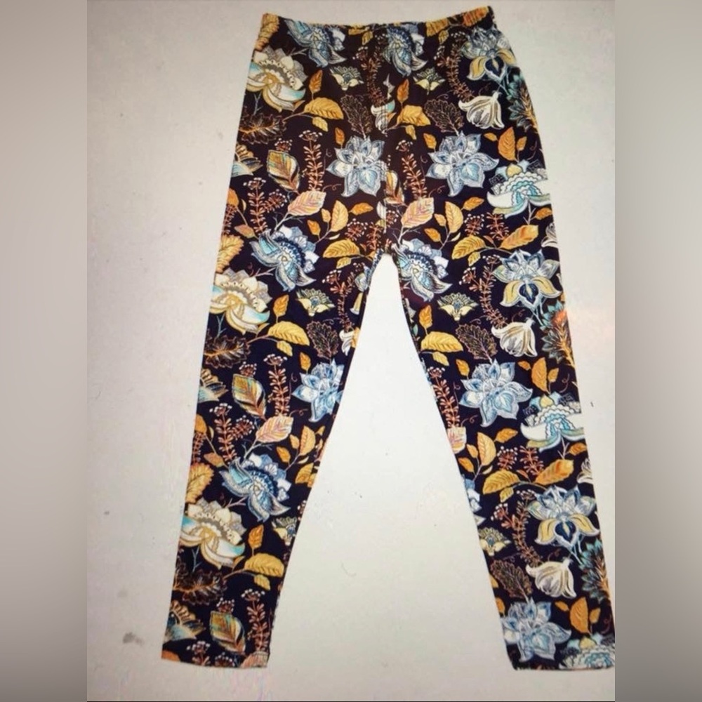 Girls Winter Floral Print Leggings Size Large